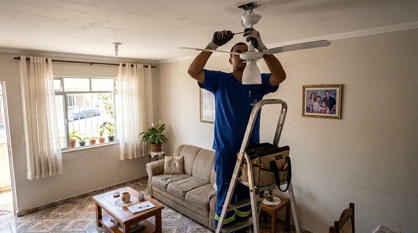 Instalacao de ventilador de teto residencial em Manaus‑AM